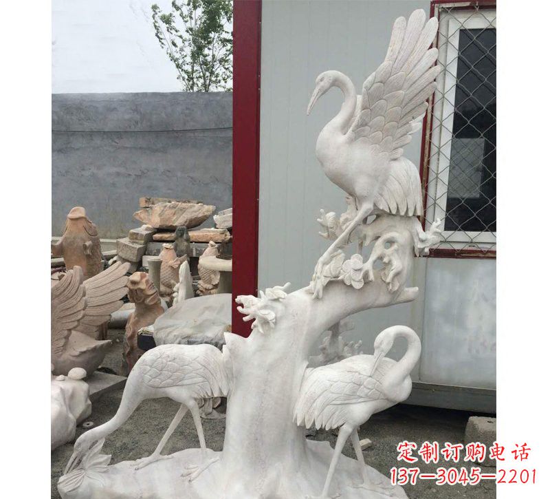 福建仙鹤松树石雕