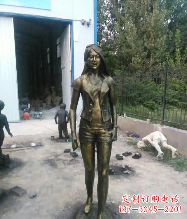 福建现代美女广场人物铜雕