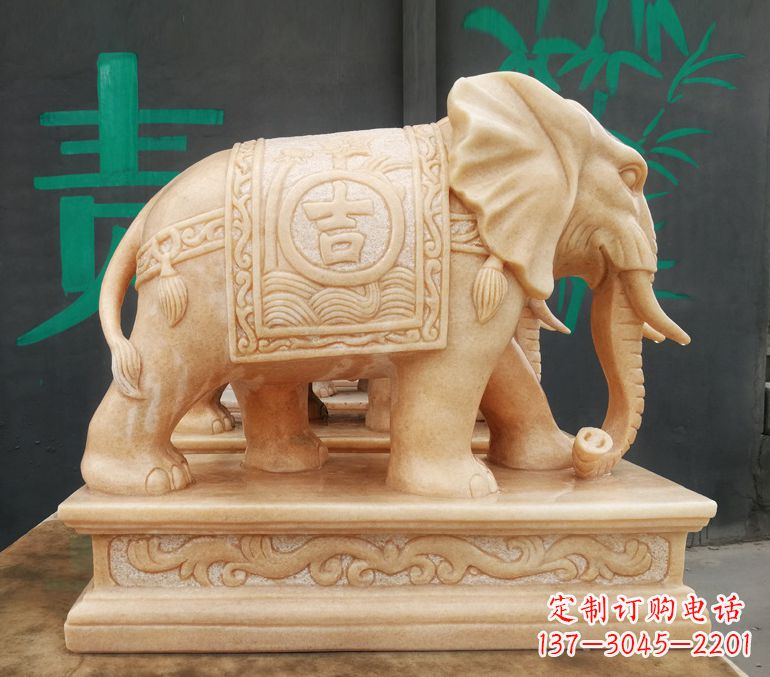 福建现代石雕大象雕像