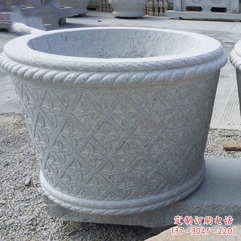 福建现代石雕花盆雕塑