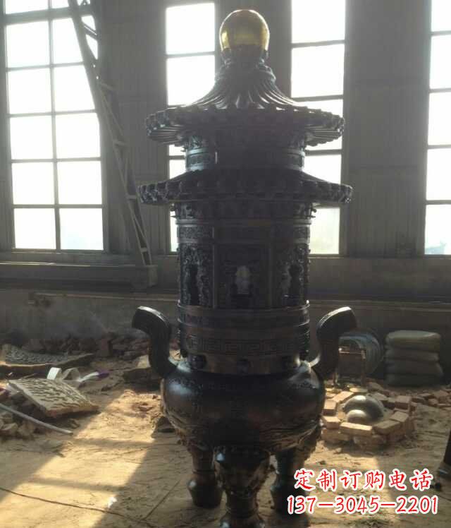 福建香炉铜雕塑 (2)