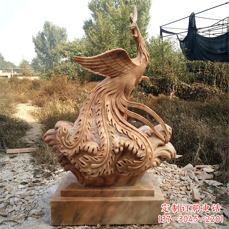 福建祥瑞凤凰晚霞红石雕