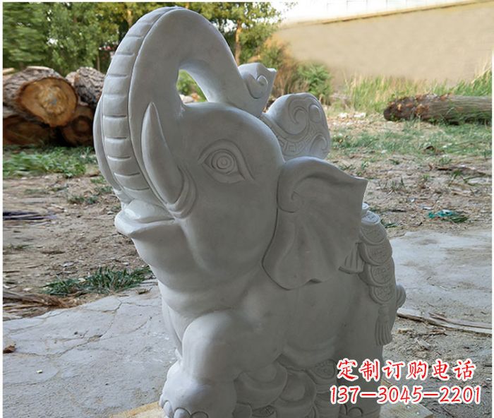 福建象鼻朝天脚踩元宝的大象石雕