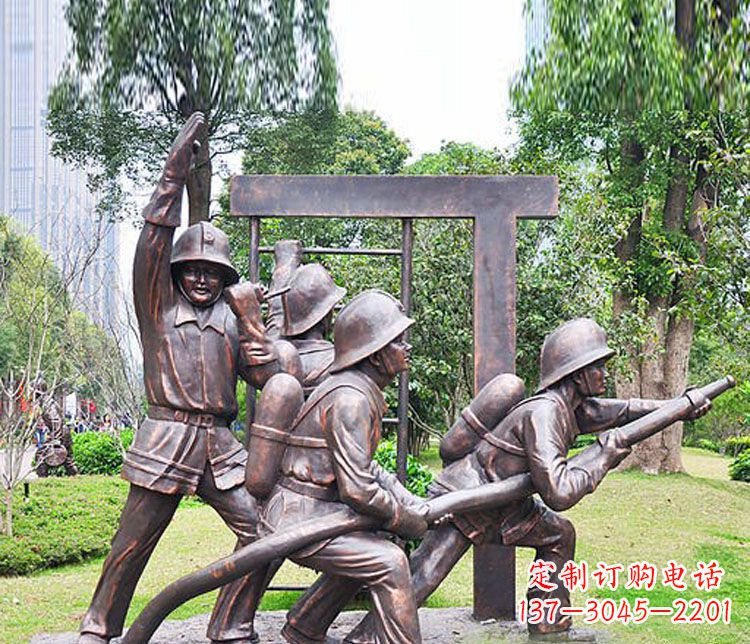 福建消防员人物铜雕 (2)