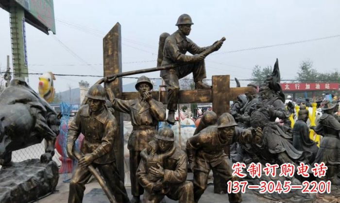 福建消防战士人物铜雕