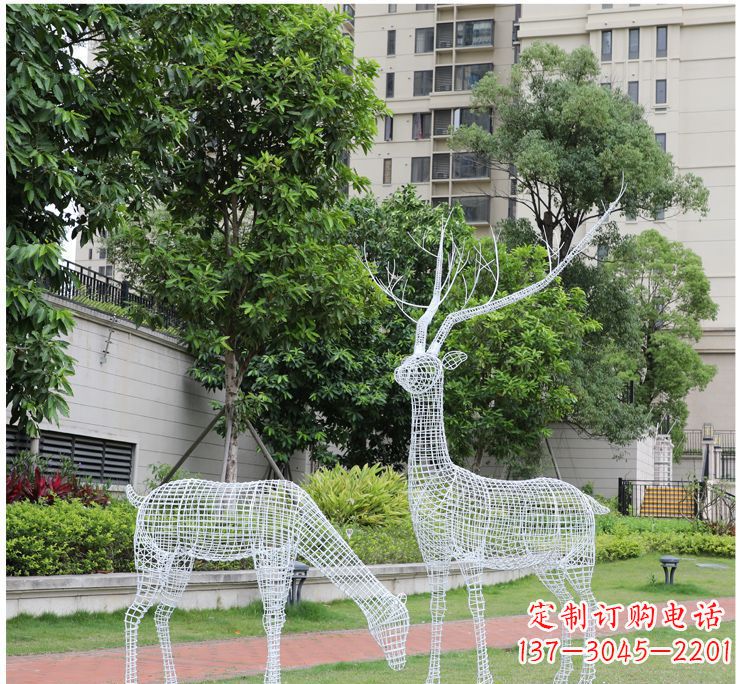 福建小区不锈钢镂空梅花鹿鹿雕塑