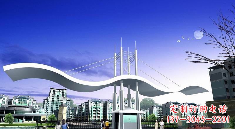 福建小区不锈钢门牌坊景观雕塑