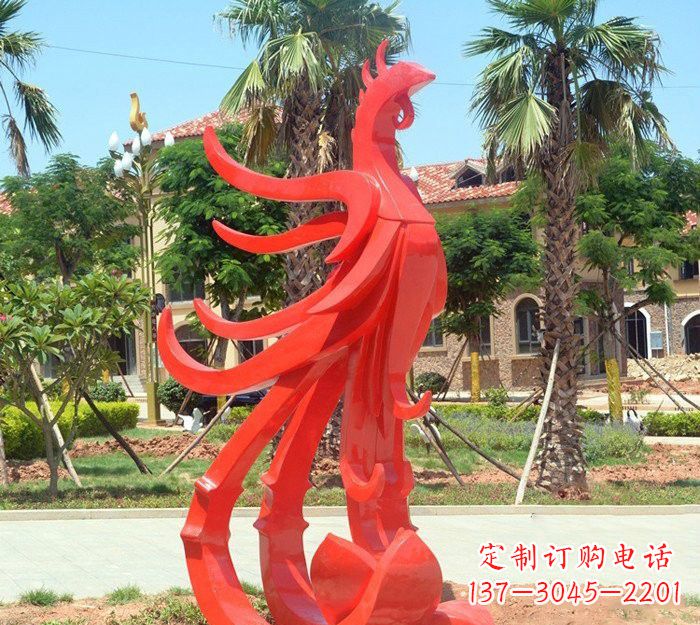 福建小区抽象不锈钢凤凰雕塑