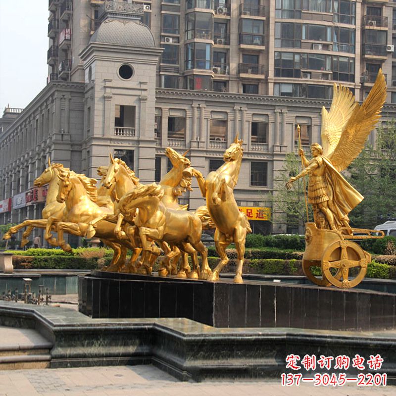 福建小区大门阿波罗战车鎏金景观铜雕