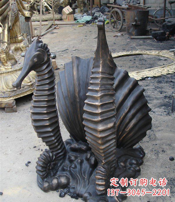 福建小区动物海马铜雕