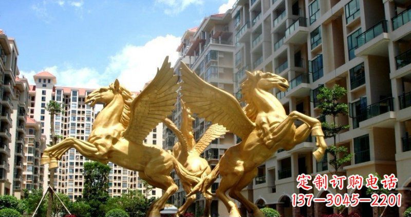 福建小区飞马动物铜雕