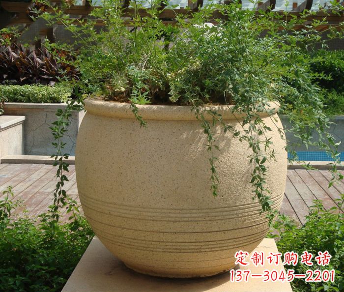 福建小区景观大理石花盆石雕 (2)