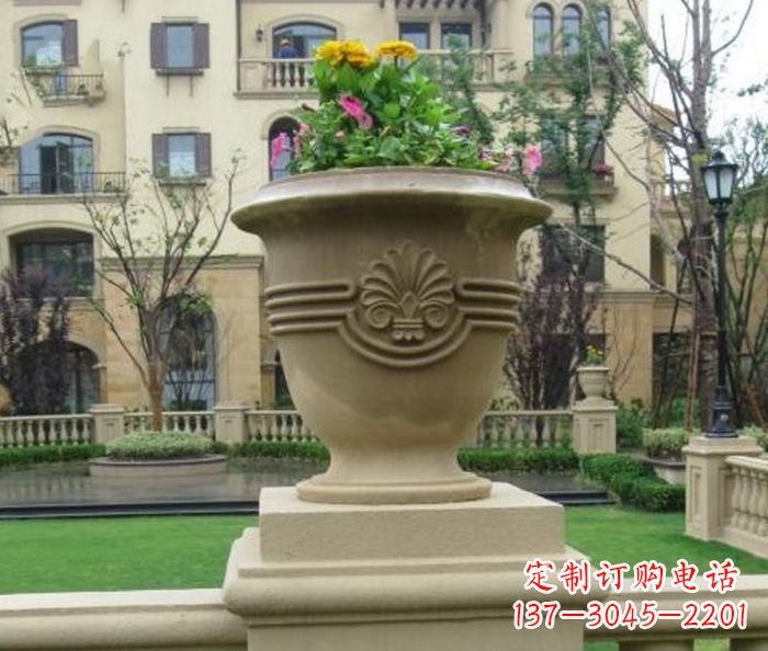 福建小区景观大理石花盆石雕 (5)