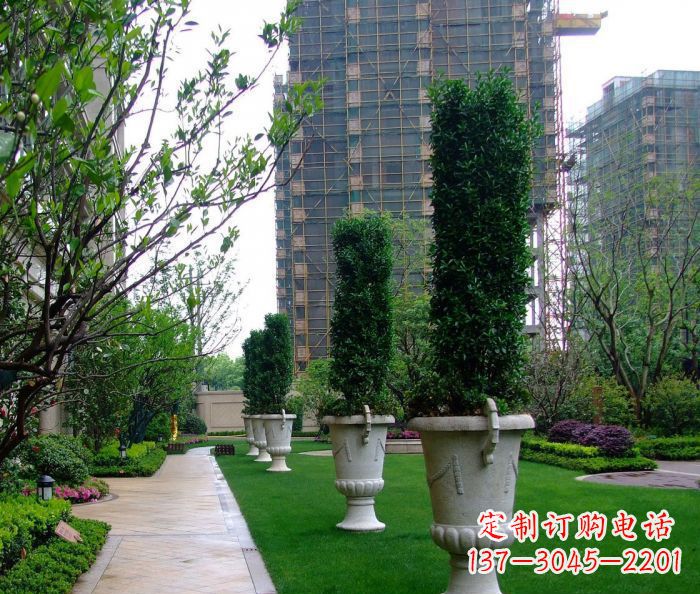 福建小区景观大理石花盆石雕 (7)