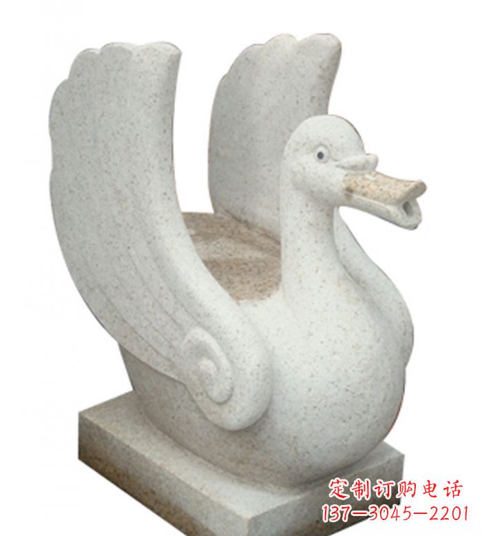 福建小区景观大理石天鹅喷泉石雕 (2)
