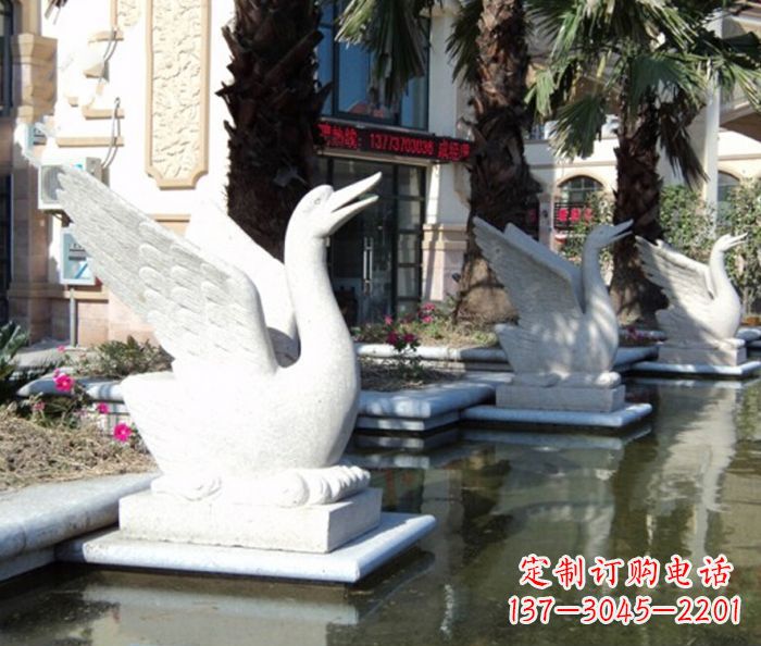福建小区景观大理石天鹅喷泉石雕