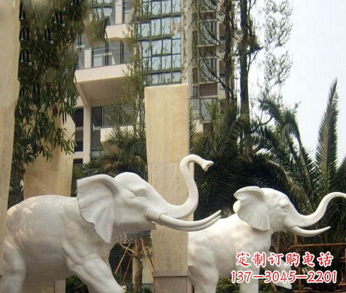 福建小区景观汉白玉大象石雕