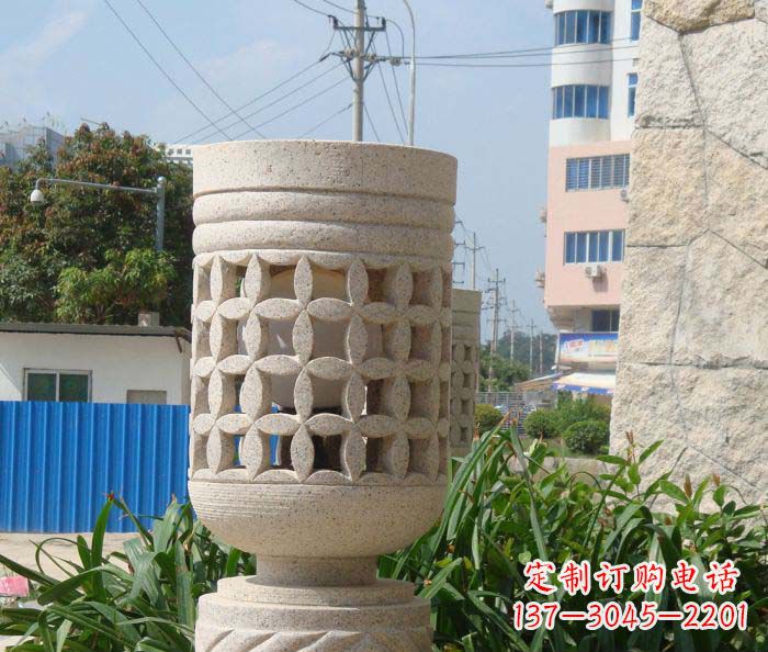 福建小区景观镂空石灯石雕