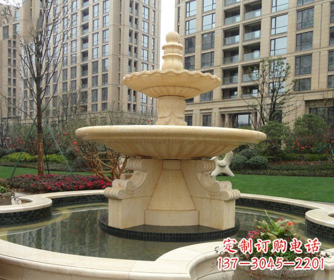 福建小区景观晚霞红多层喷泉石雕 (3)