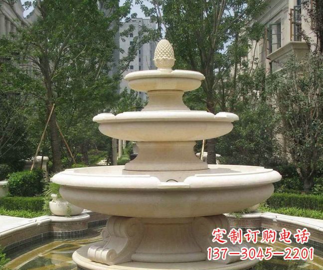 福建小区景观晚霞红多层喷泉石雕
