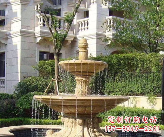 福建小区景观晚霞红多层喷泉石雕 (4)