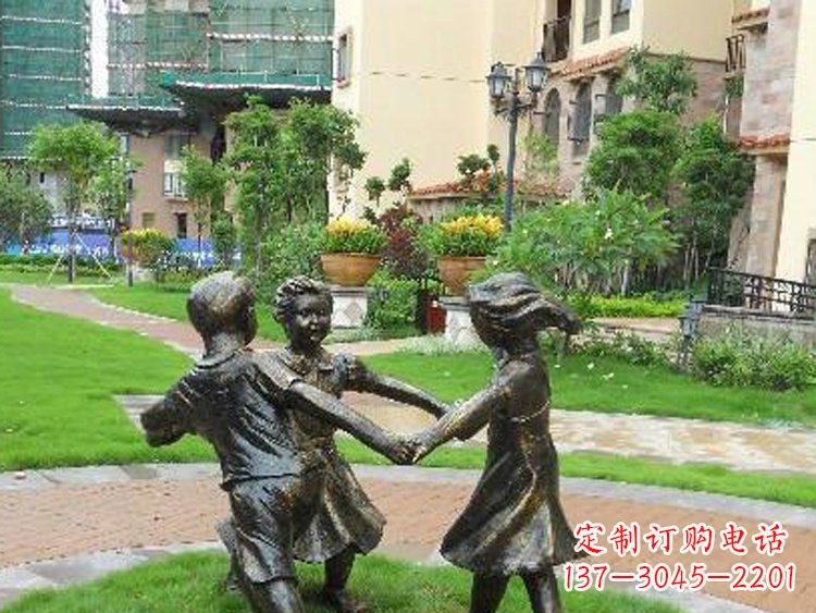 福建小区铜雕儿童玩游戏人物雕塑