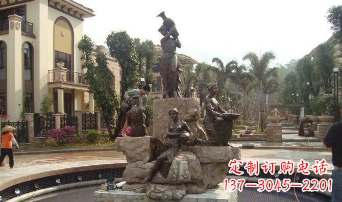 福建小区西方美女喷泉人物铜雕