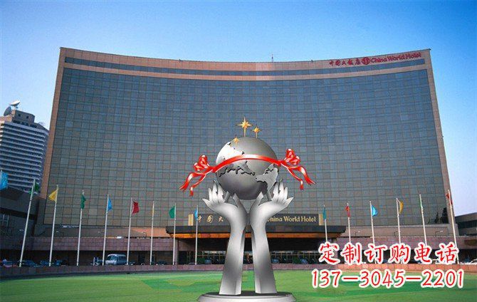 福建校园不锈钢双手捧地球雕塑