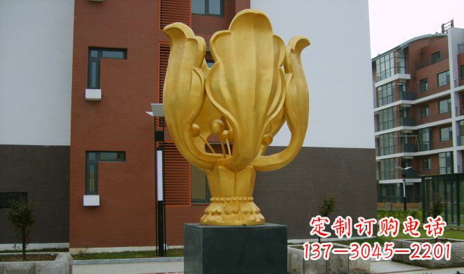 福建校园不锈钢紫荆花雕塑