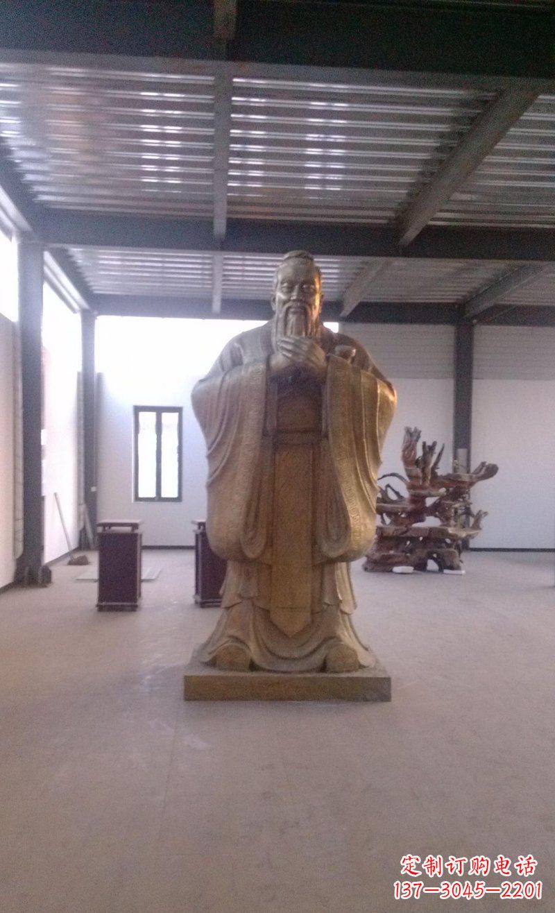 福建校园仿铜老子玻璃钢名人雕塑