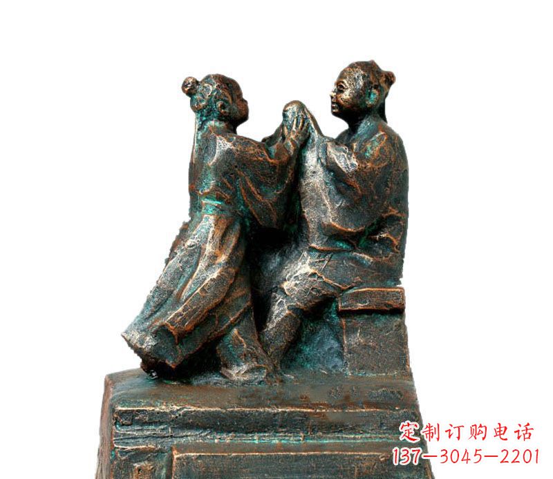 福建校园古代孔融让梨人物铜雕