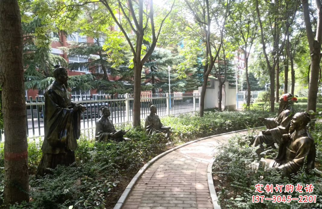 福建校园古代名人孔子讲学铜雕