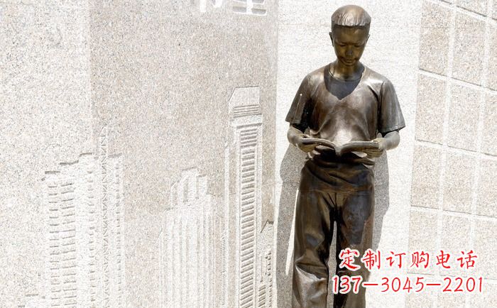 福建校园看书的学生人物铜雕