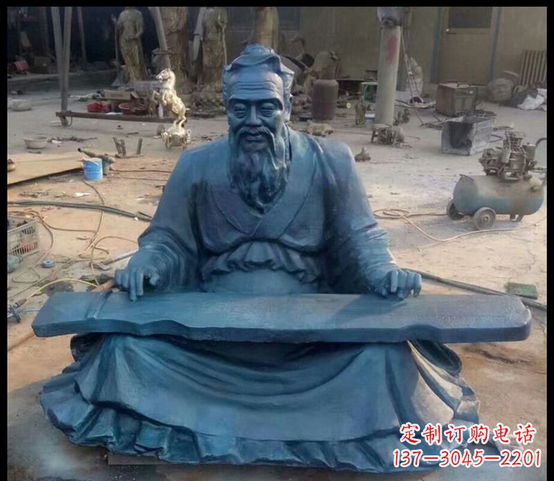 福建校园孔子弹琴铜雕