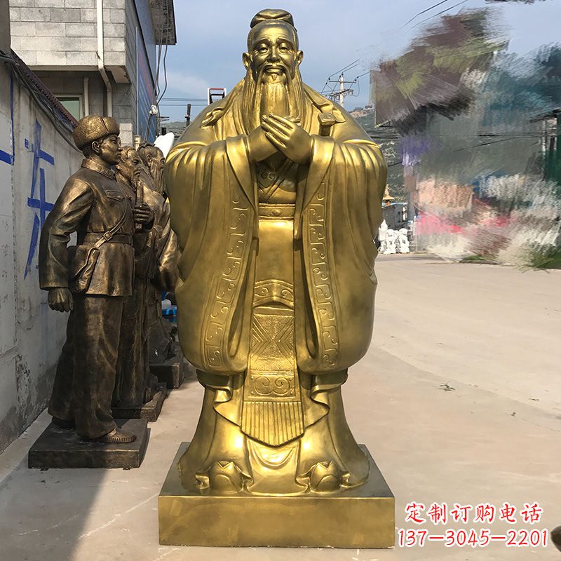 福建校园孔子铜雕像