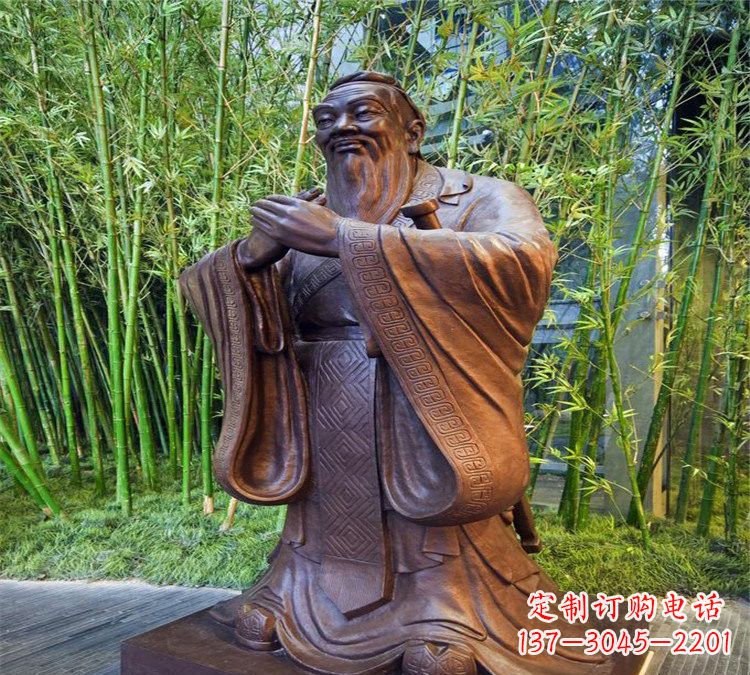 福建校园孔子行教像铜雕