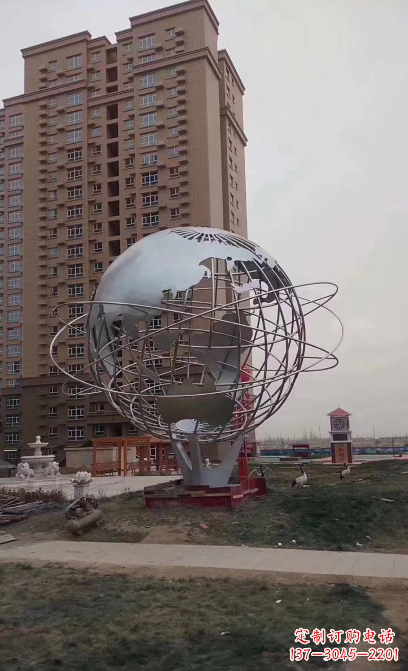 福建校园镂空不锈钢地球仪雕塑
