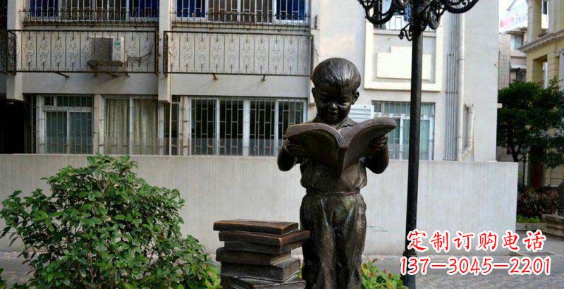 福建校园念书的小男孩景观铜雕