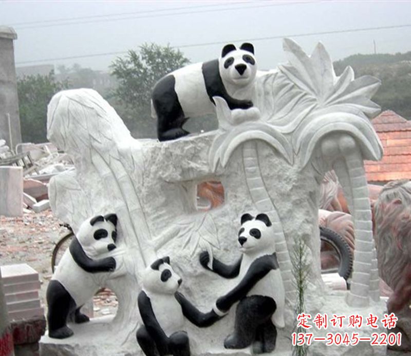 福建熊猫动物景观石雕