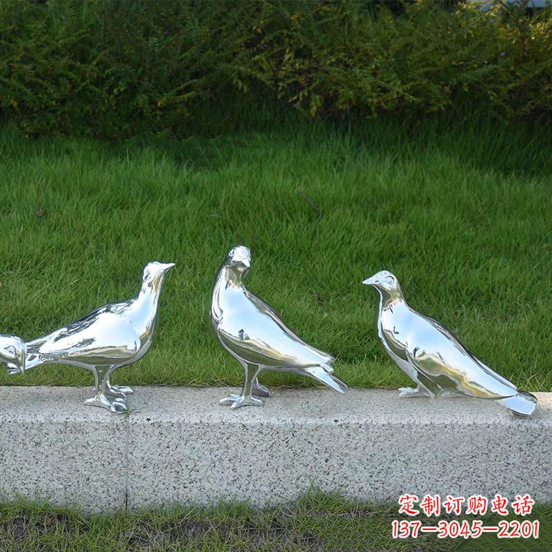 福建银白色不锈钢电镀鸽子雕塑摆件
