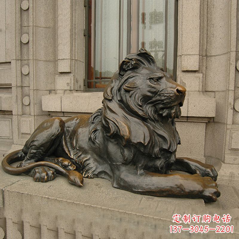 福建银行大门铜雕港币狮子看门动物雕塑