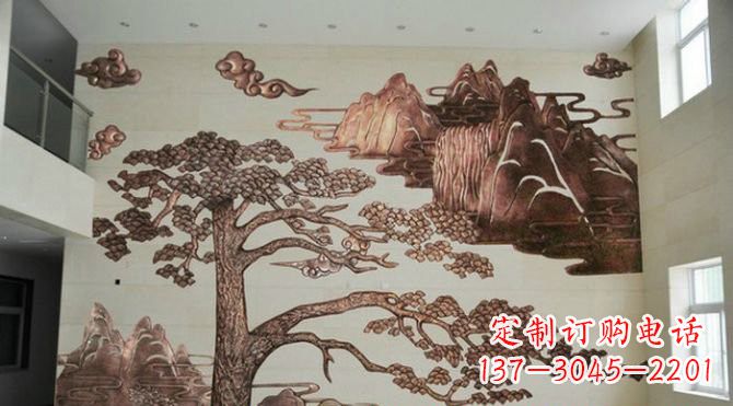 福建迎客松铜浮雕