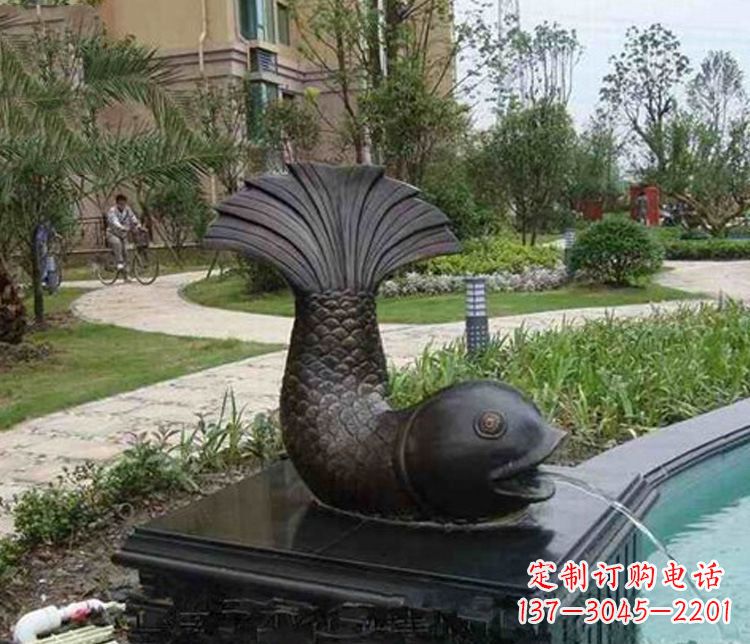 福建鱼喷泉铜雕