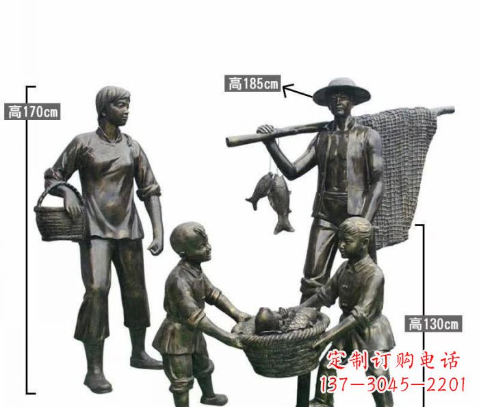 福建渔夫捕鱼民俗铜雕 (3)
