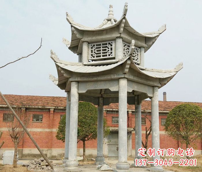 福建园林仿古双层石雕凉亭 (2)