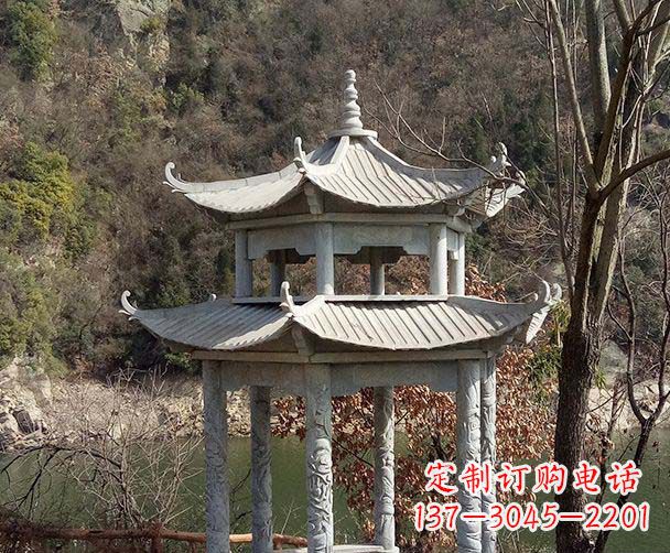福建园林仿古双层石雕凉亭