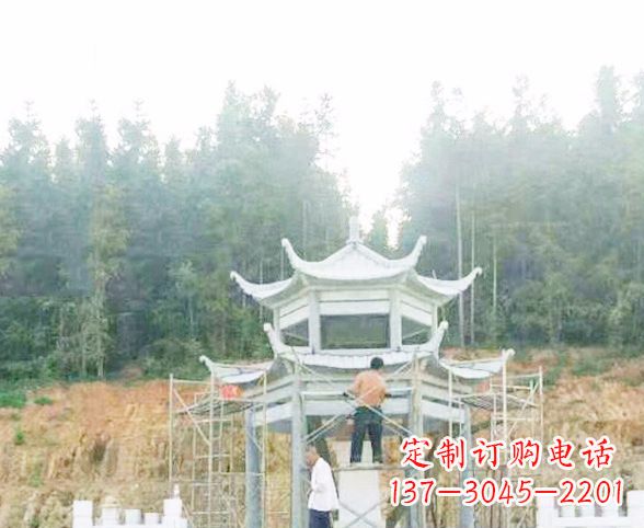 福建园林仿古双层石凉亭景观石雕 (2)