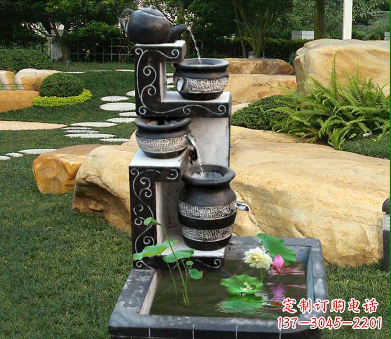 福建园林景观茶壶流水池石雕