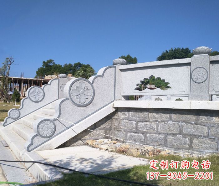 福建园林景观大理石镂空莲花石栏板 (2)
