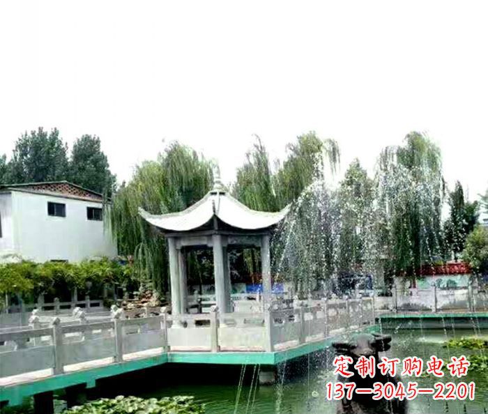 福建园林景观单层六角石雕凉亭